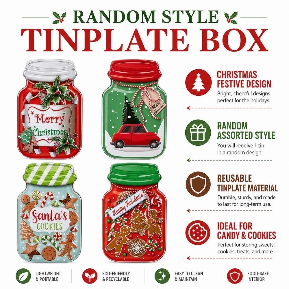 علبة معدنية لعيد الميلاد مع غط - مراجعة Tin Container Lid وسعره